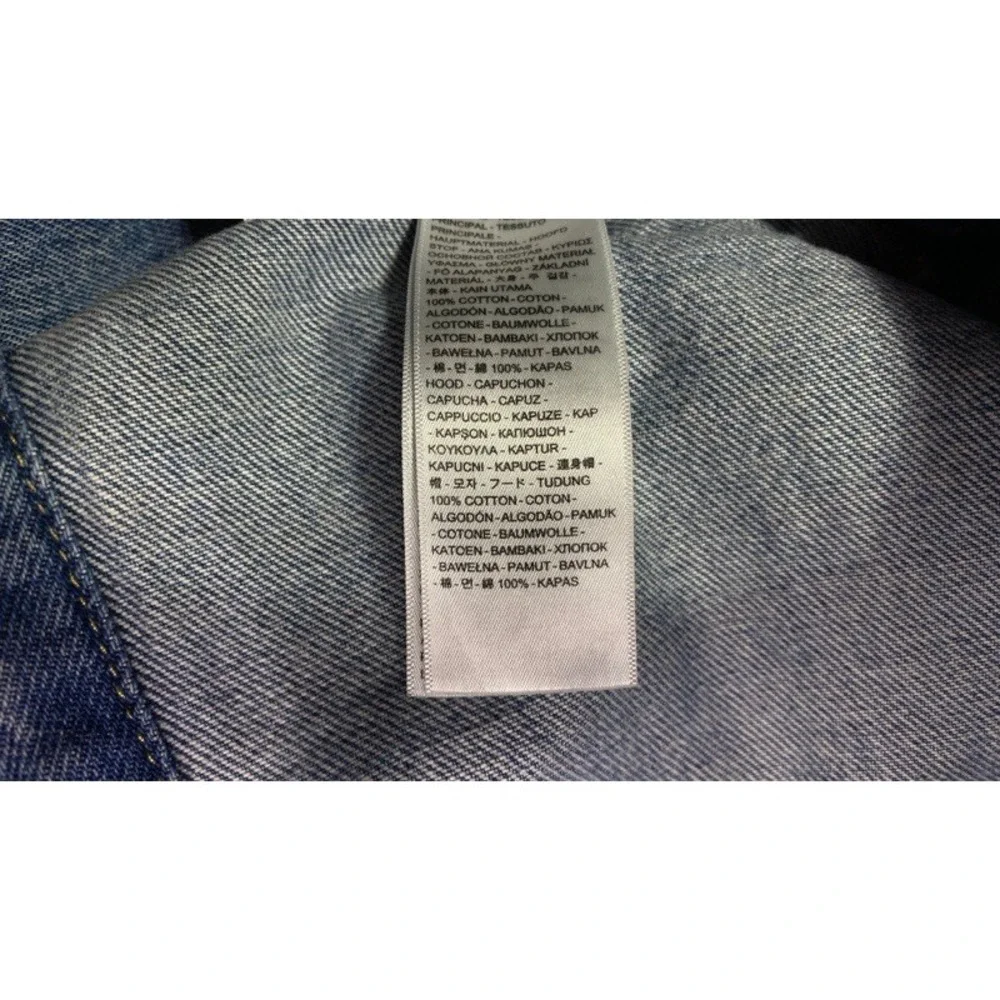 Levi's Trucker Jacket Mens XL Blue Denim Gray Hoodie Sleeve Vintage Fit